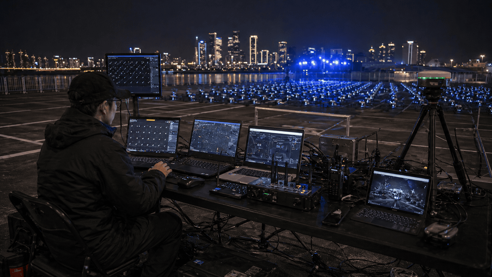 Control station for a drone light show