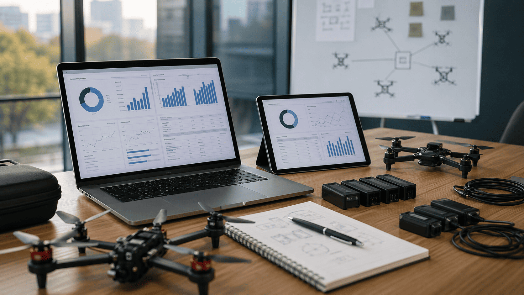 A spreadsheet showing the budget for a drone show business